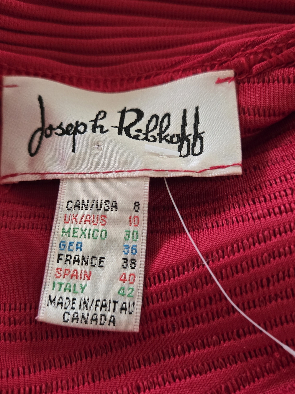 Joseph Ribkoff Ruby Red Textured Wrap-Front Midi Dress - Picture 4 of 4